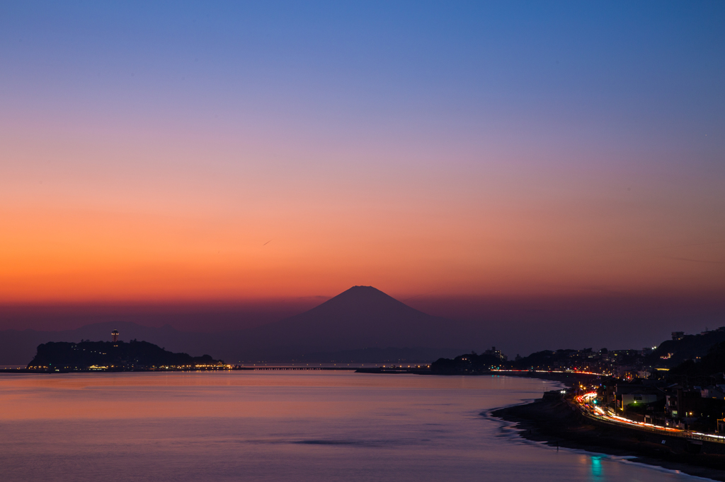 稲村ケ崎から夕景富士 /3