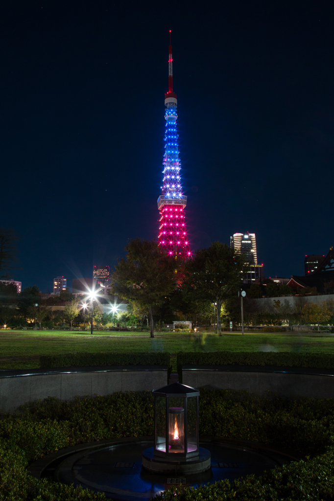 『pray for paris』東京タワートリコロールカラーダイヤモンドヴェール