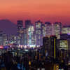 夕景富士と新宿高層ビル群