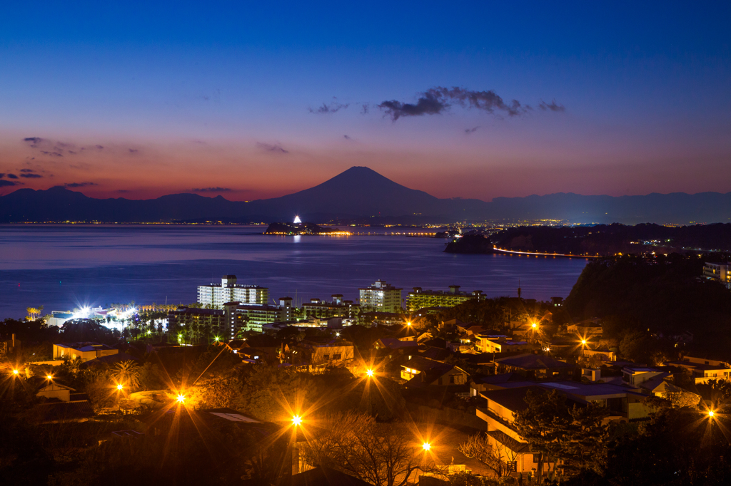 披露山公園より夕景富士 /1