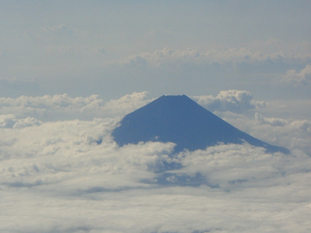 飛行機から見える富士山