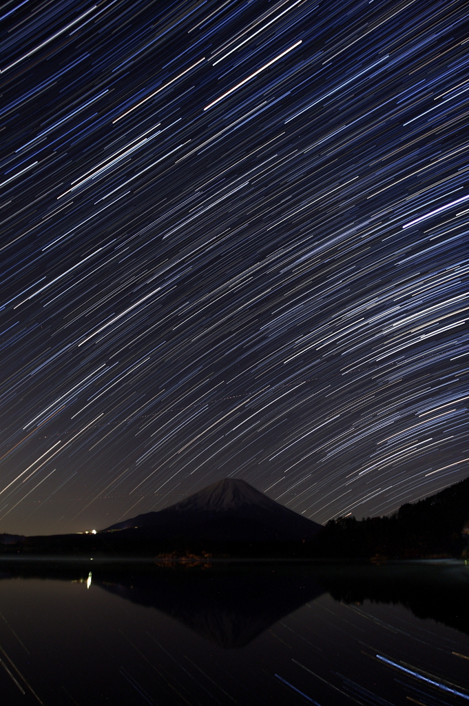 星が写る湖