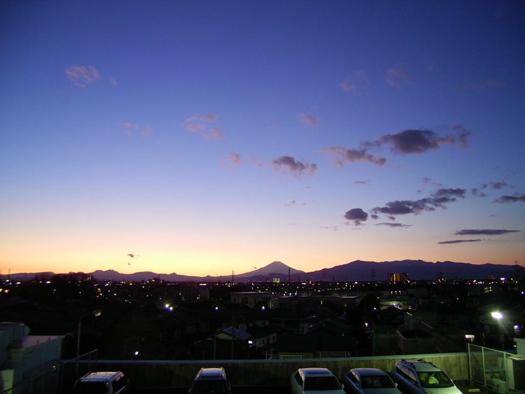 夕焼けの富士山