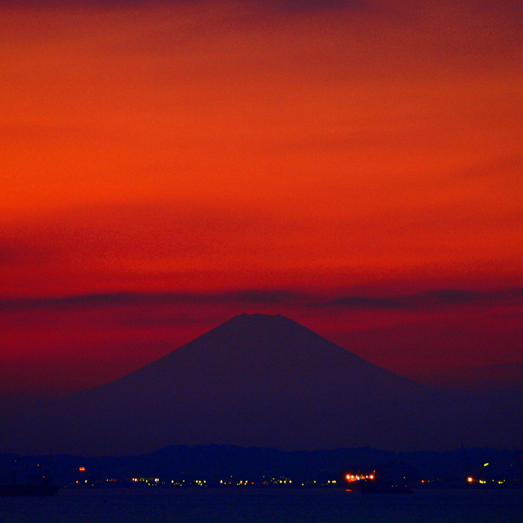 富津岬から見る富士山