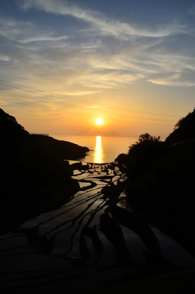 空の蒼と夕日の金色