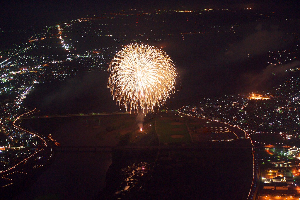 上空500mから見る花火