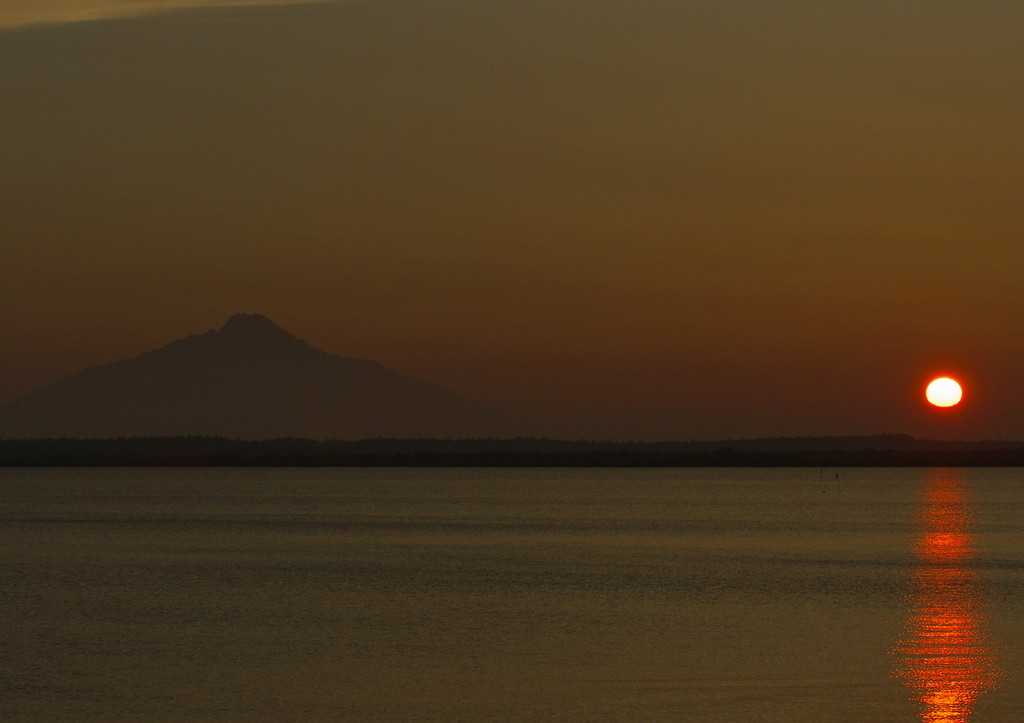 利尻富士の夕陽