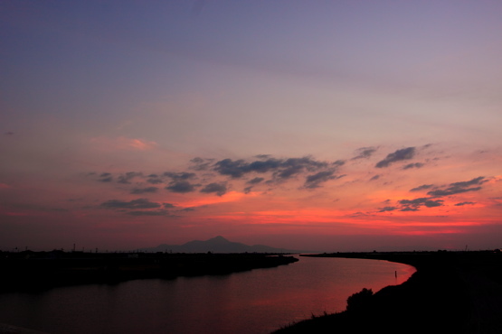 白川河口の夕焼け