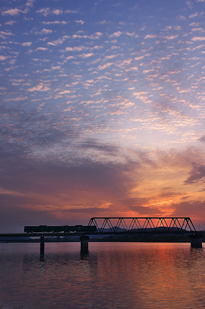 国包（くにかね）の鉄橋（夕景）３