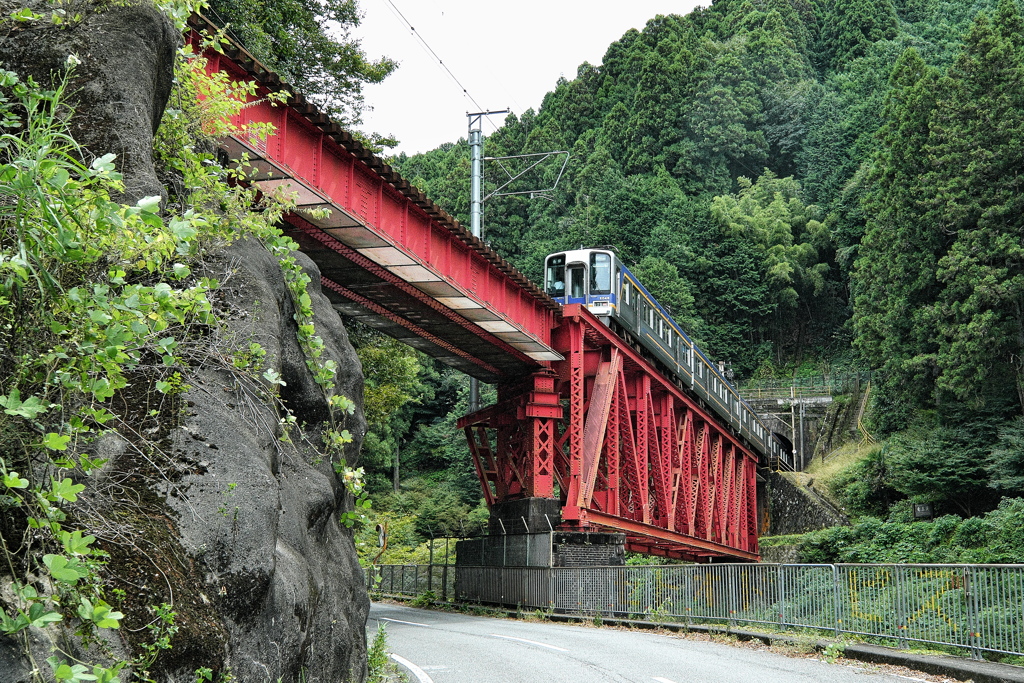 龍王渓を行く南海電鉄高野線（２０００系）