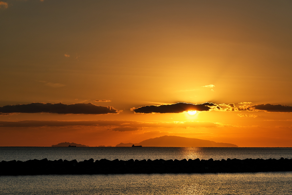 晩秋の播磨灘の夕景１