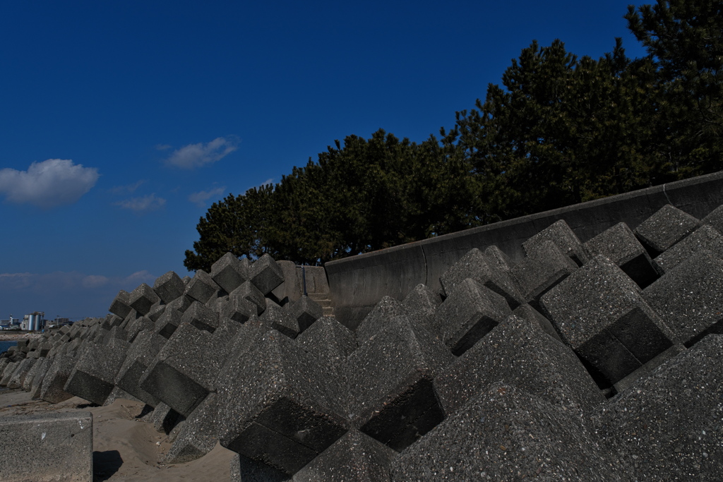 住吉神社沖の波消しブロック１