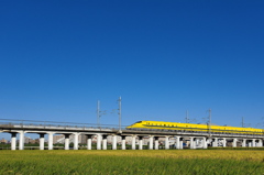 ドクターイエローとの遭遇５７（青空と稲穂）