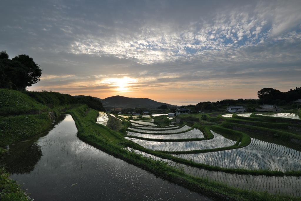 棚田の夕景（18:47）