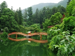 安志加茂神社朱塗りの渡り橋