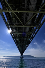明石海峡大橋と太陽１