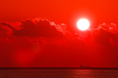 冬の播磨灘に沈む夕日１２