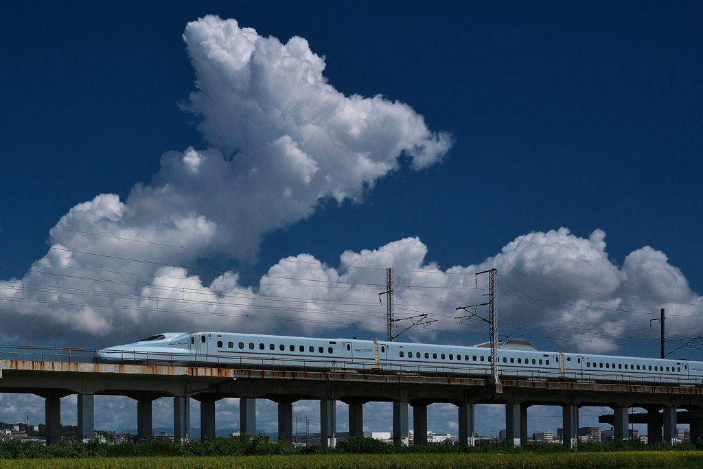 夏雲を行くＮ７００系山陽・九州新幹線