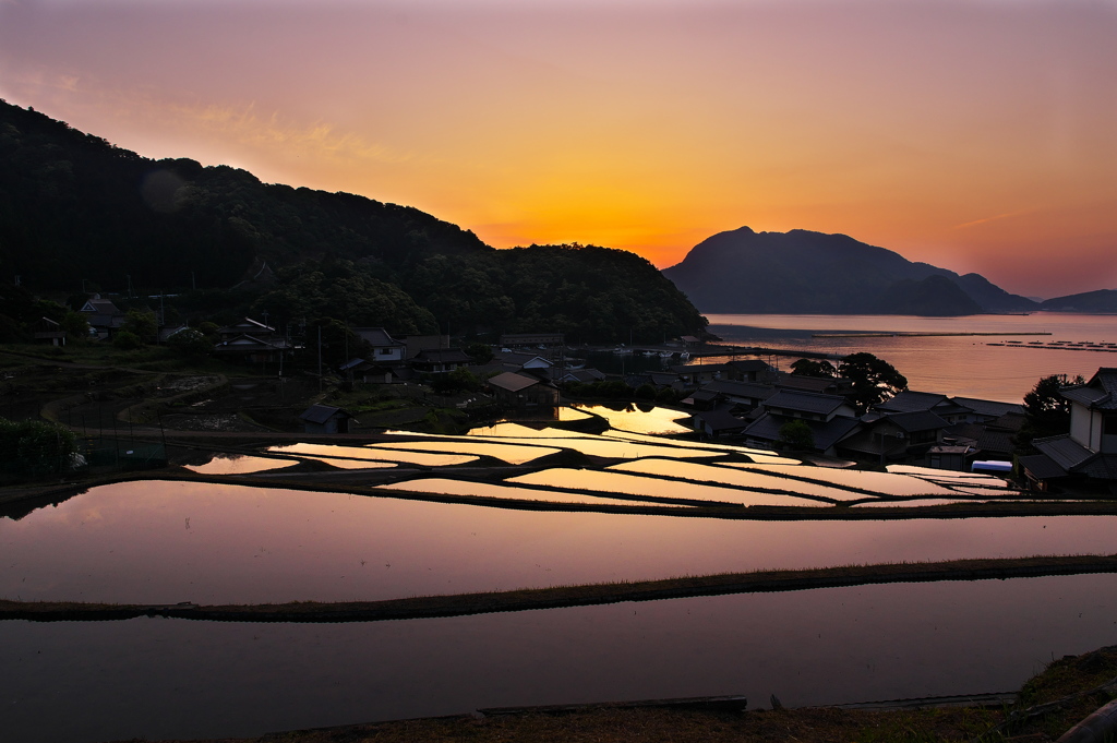 日引（ひびき）棚田の夜明け２