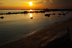 真夏の播磨灘の夕日２