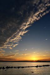 真夏の播磨灘の夕日４