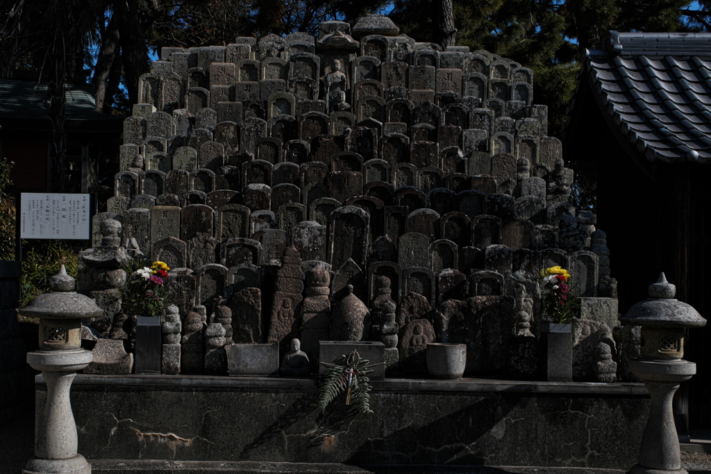 新春の薬師院（供養塔）