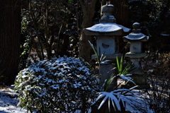 住吉神社の雪景色（灯籠）
