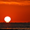 初冬の播磨灘の夕景５（だるま夕日）