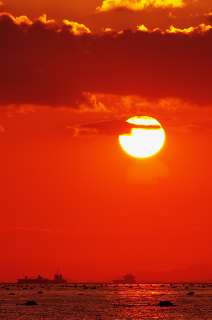 播磨灘へ沈む夕日
