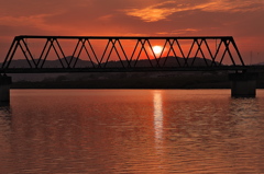 国包（くにかね）の鉄橋（夕景）１