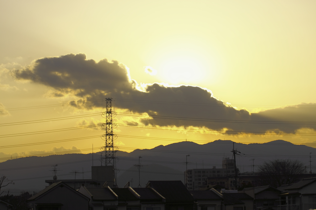 田舎町の夕陽