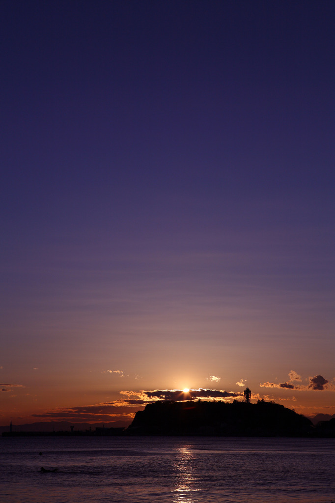 江ノ島と夕日