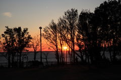 浜名湖に沈む夕日