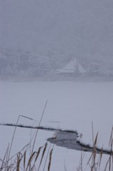 嵯峨野、年の瀬の雪化粧