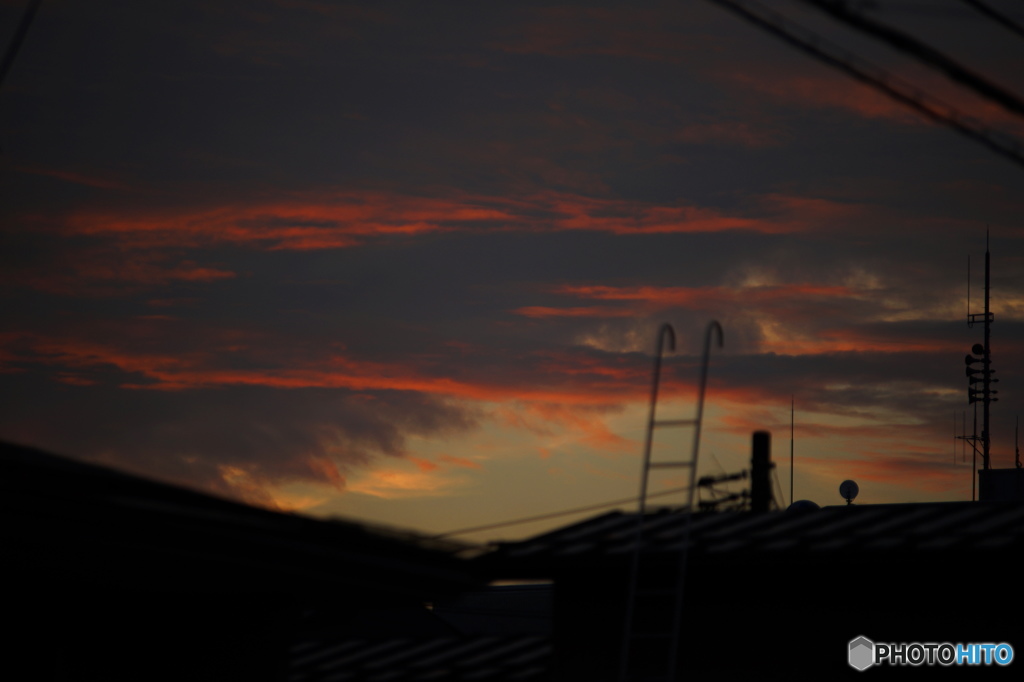 雪国の屋根梯子