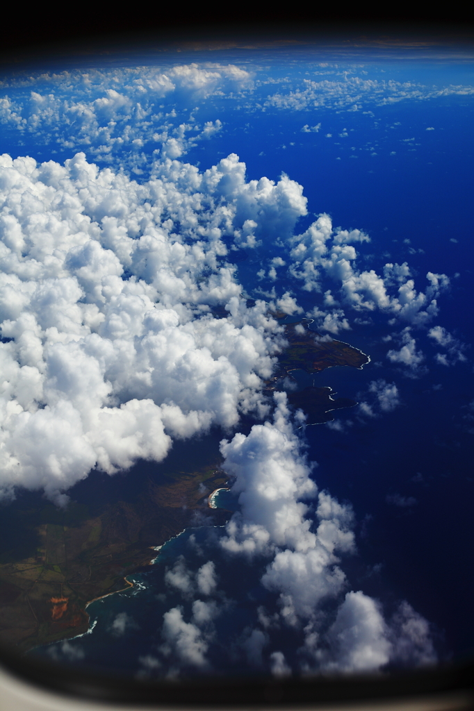 オアフ島上空にて