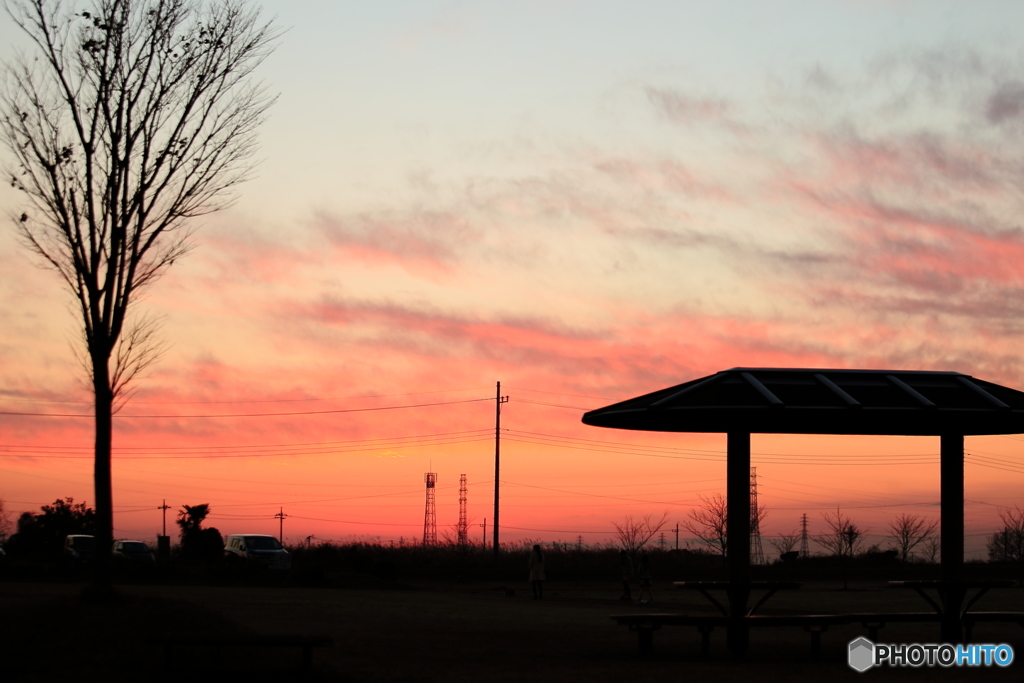 公園の夕焼け