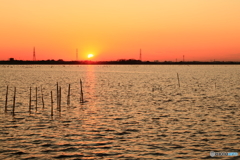 牛久沼からの富士夕景