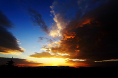 高台寺から夕日を臨む