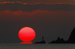 室積海岸の、だるま夕日