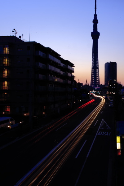 スカイツリーからの光跡