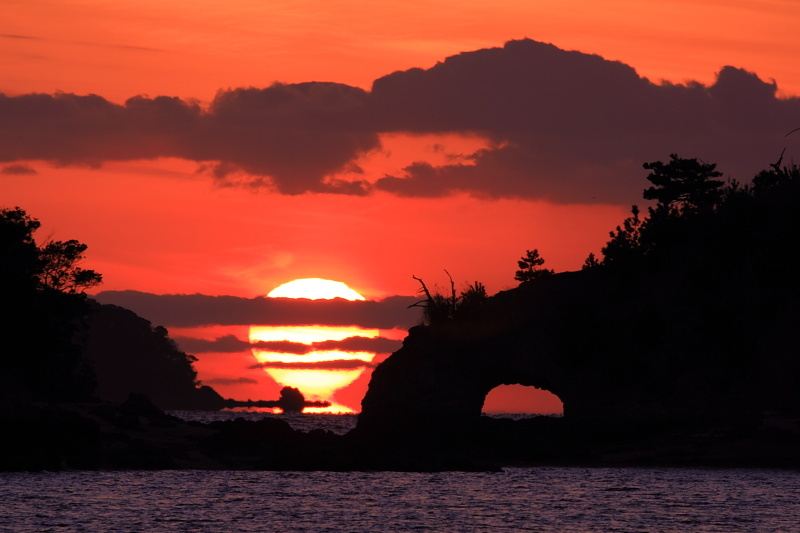 はなぐり岩とだるま夕日