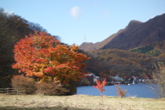 湖畔の紅葉　榛名湖にて