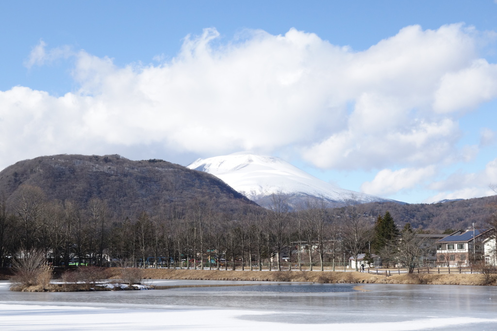 浅間山と離山　矢ケ崎公園にて　2