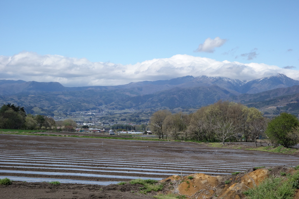 昭和村からの眺め　穂高連峰