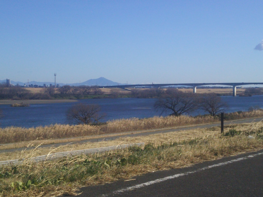 利根川CRからみた筑波山