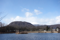 離山と浅間山　矢ケ崎公園にて