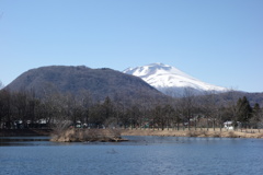 浅間山と離山（1）　矢ケ崎公園にて