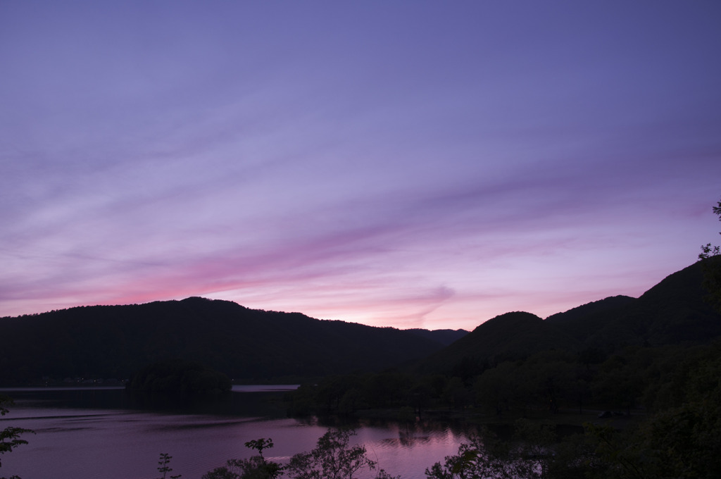 桧原湖の夕景３