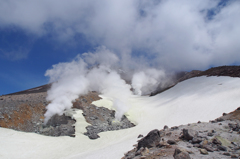 噴火口と噴煙・・・旭岳登山㉒